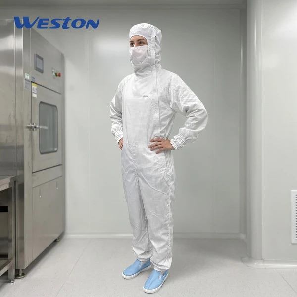 Diagonal Zip Hooded Cleanroom Coverall whole body display